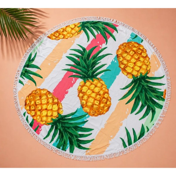 Фото - Рушник пляжний MirSon №5060 Summer Time Pineapple 150x150 см (2200003180862)